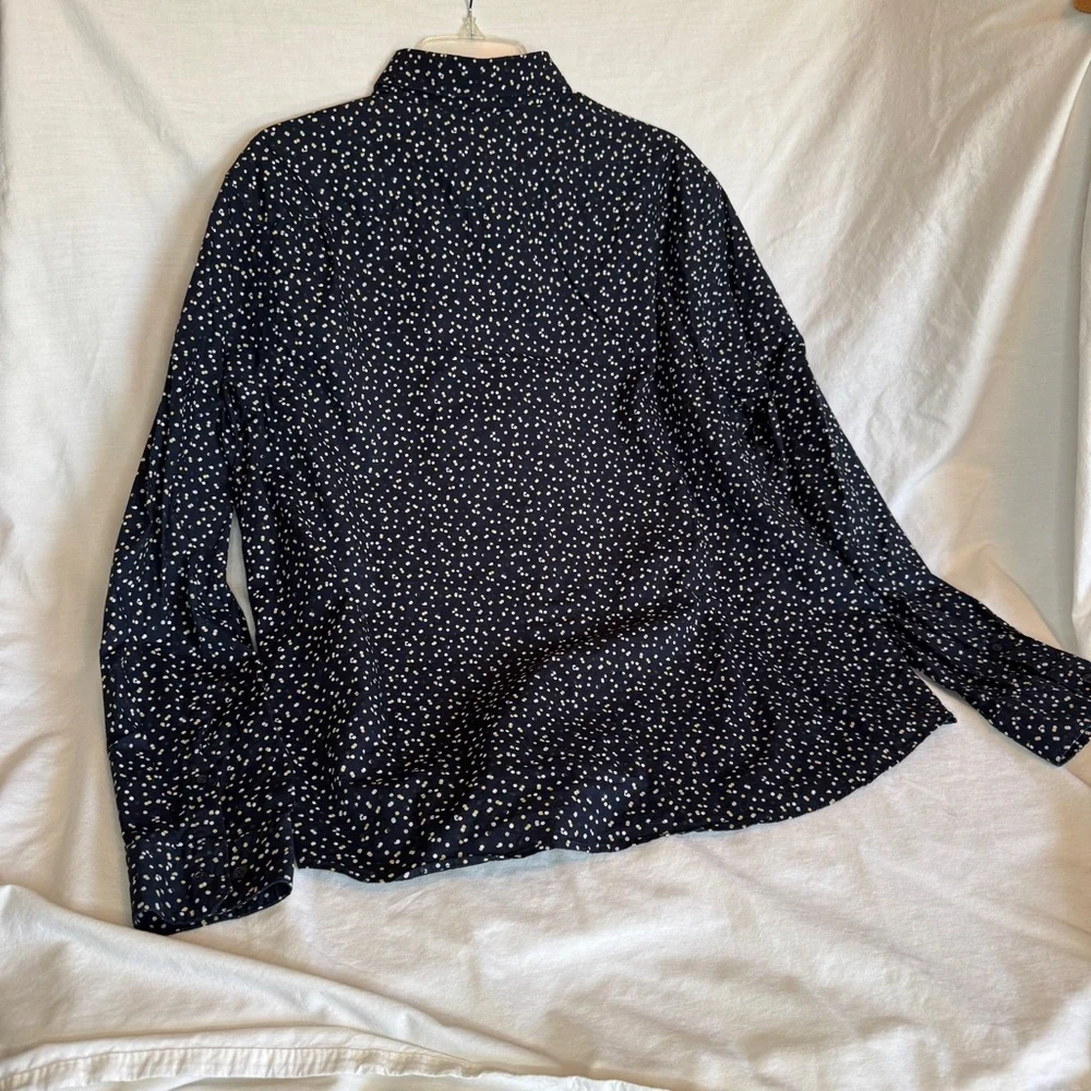 Express Men's Navy and White Polka Dot Shirt - Picture 5 of 5